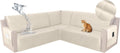 HDCAXKJ Waterproof Corner Sectional Couch Cover Velvet L Shape Sofa Covers for Pets Dogs Soft Heavy Duty U Shaped Sofa Slipcovers Sets for Sectional Non Slip Furniture Protector (Beige, Small)