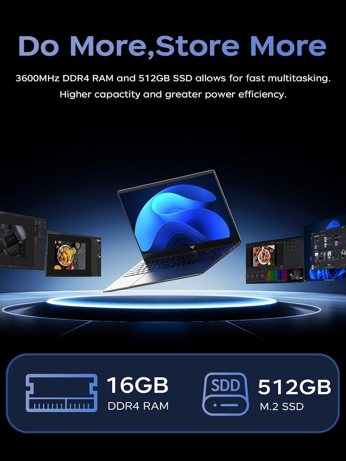 KAIGERR 2025 Laptop, Laptop Computer with Quad-Core Processor(Up to 3.6GHz), 16GB DDR4 512GB SSD, 15.6' IPS 1080P, Metal Shell, USB3.2