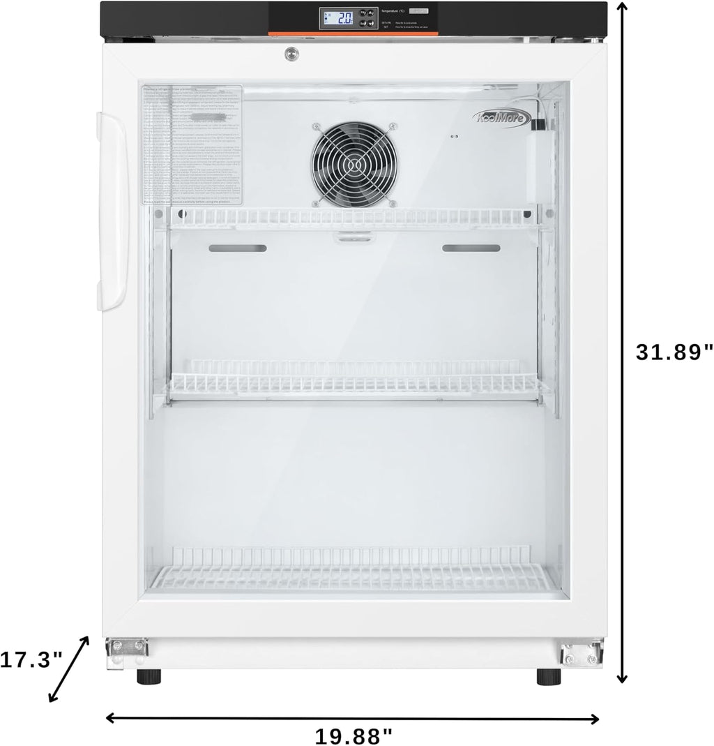 KoolMore 4.5 cu ft Countertop Medical Pharmacy Refrigerator with Emergency Backup Battery for Temperature Display and Alarm in White, UL Listed (KM-PHR-45C)