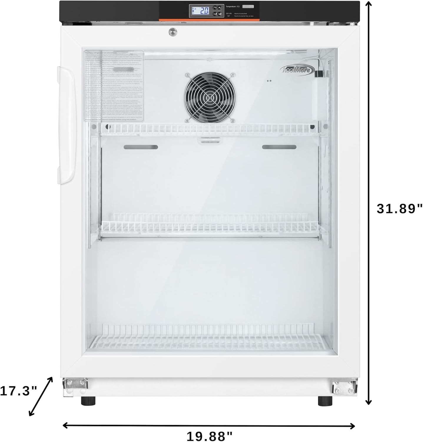 KoolMore 4.5 cu ft Countertop Medical Pharmacy Refrigerator with Emergency Backup Battery for Temperature Display and Alarm in White, UL Listed (KM-PHR-45C)