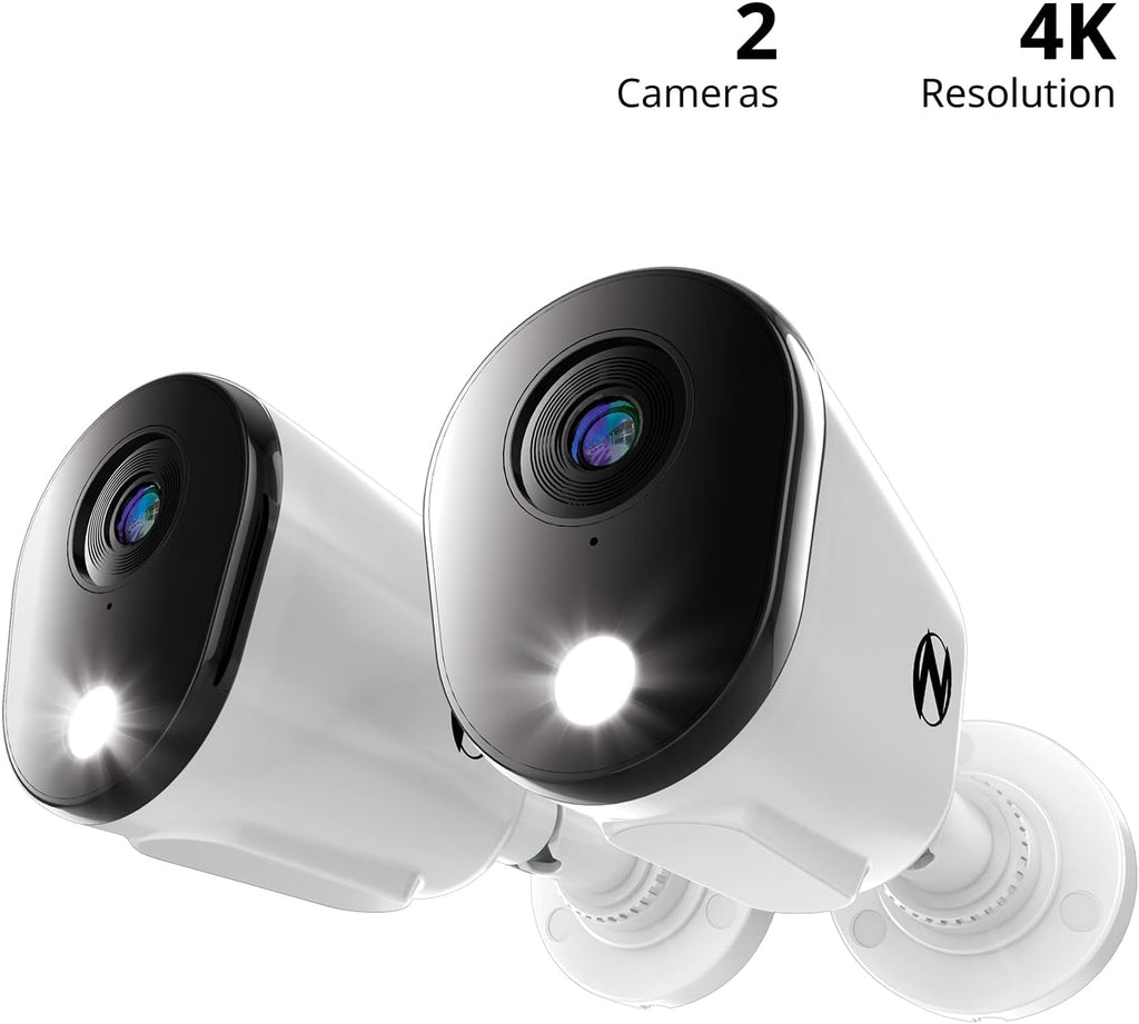 Night Owl Add On Wired 4K HD Indoor/Outdoor Deterrence Cameras with 2-Way Audio (2-Pack) (Requires Compatible DVR - Sold Separately) (2 Camera)