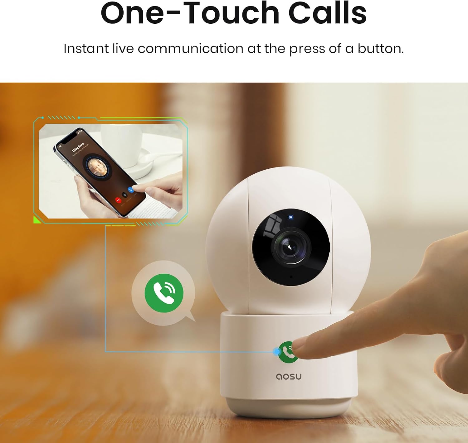 aosu Whole-Home Security Bundle – 6-Cam Wireless Outdoor Kit + Smart Video Doorbell + 2K Indoor Baby/Pet Monitor, No Subscription, Local Storage, Compatible with Alexa & Google Assistant