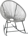 vidaXL Rocking Chair Grey Polyethylene Rattan, Powder-Coated Steel