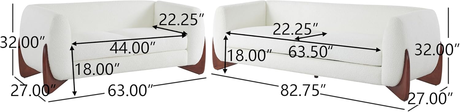 Christopher Knight Home Almad 2 Pieces Sofa Couch Set, Cozy 3-Seater Sofa and Loveseat for Living Room, Upholstered Couch Chair, Soft Seating Lounge Sofa with Wood Frame, Fabric, Beige