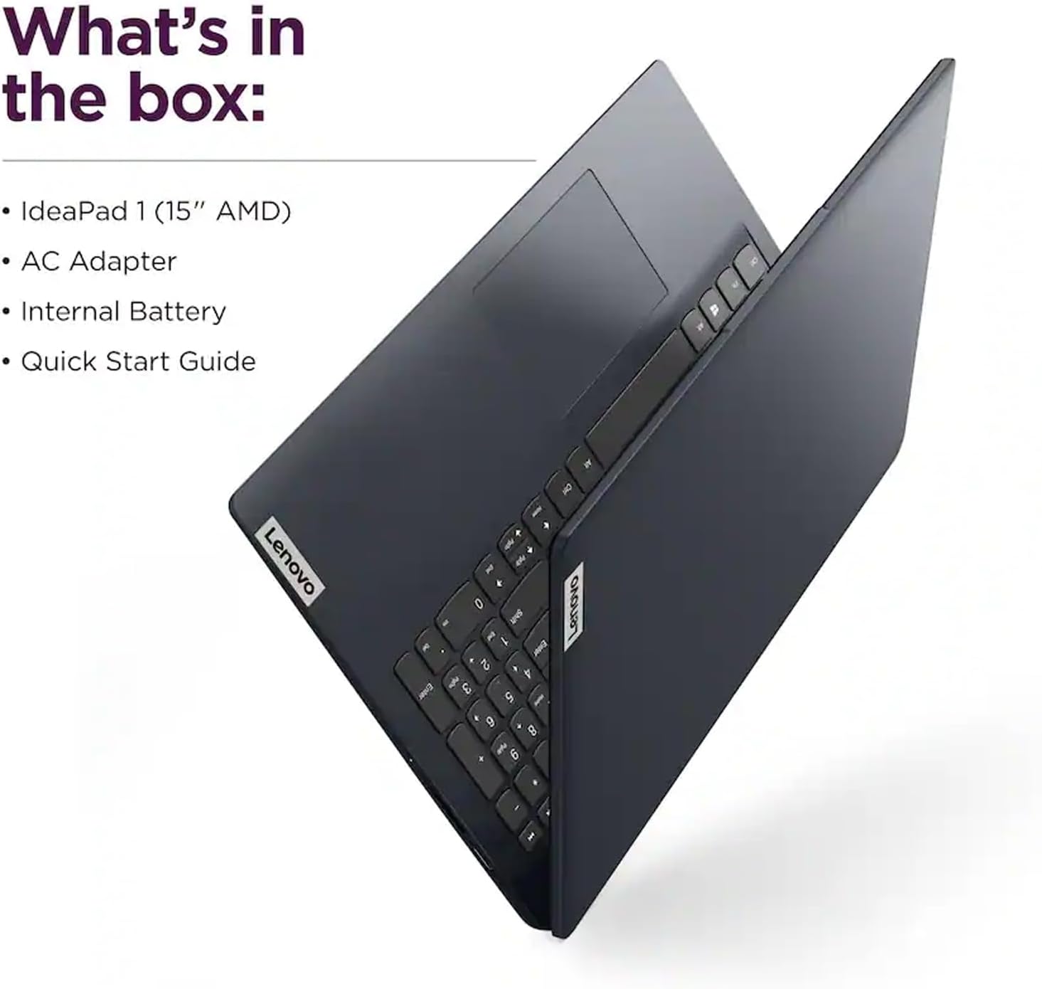 Lenovo IdeaPad 15.6' Laptop, FHD (1920x1080) TN 220nits Anti-Glare Display, AMD Ryzen 5 7520U, 8GB LPDDR5 RAM, 512GB SSD, AMD Radeon 610M Graphics, Windows 11 Home, Abyss Blue, EAT Wireless Earbuds