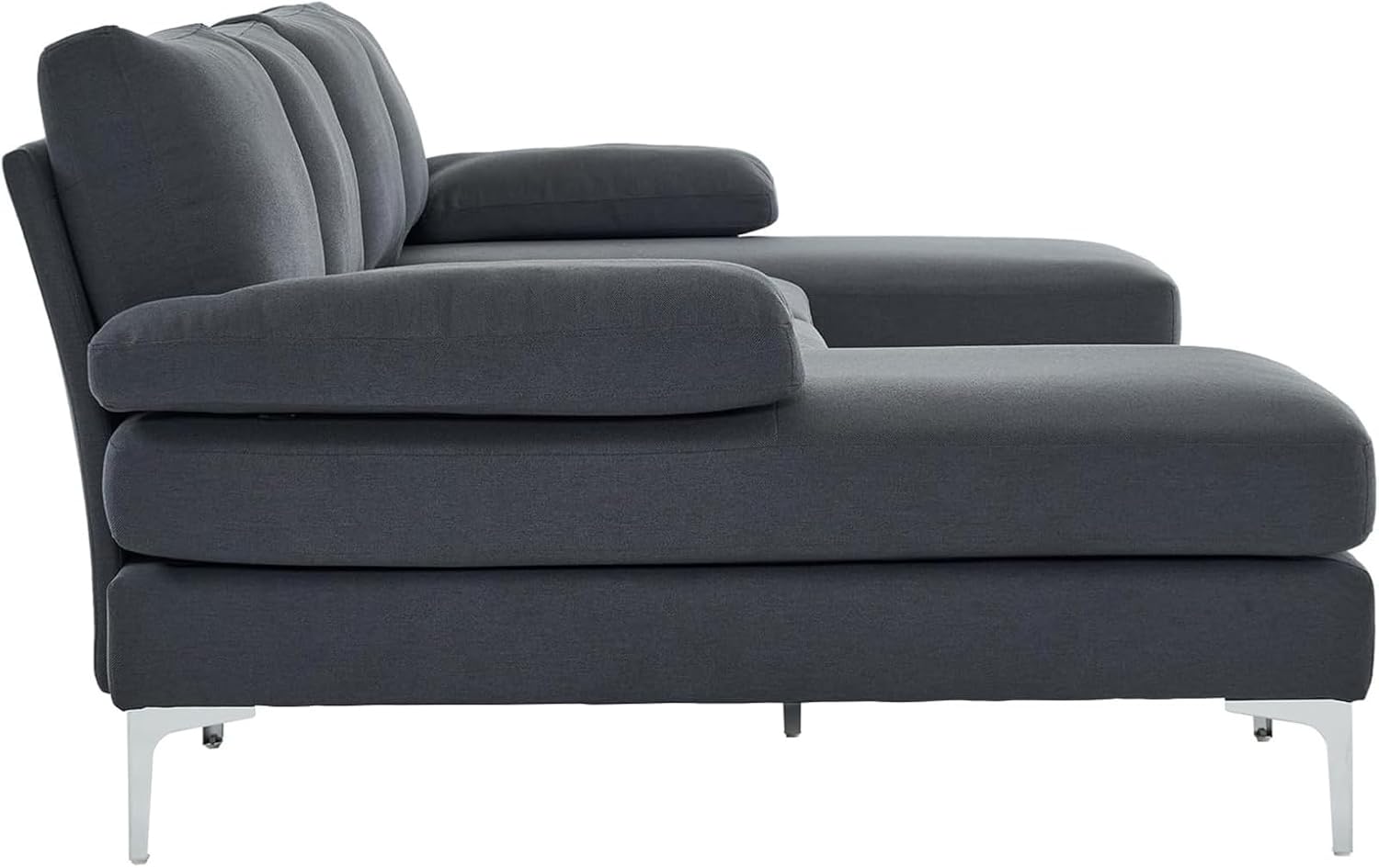 Karl home 110' Sectional Sofa U-Shaped 4-Seat Couch with Chaises Linen Fabric Upholstered for Living Room, Apartment, Office, Dark Gray