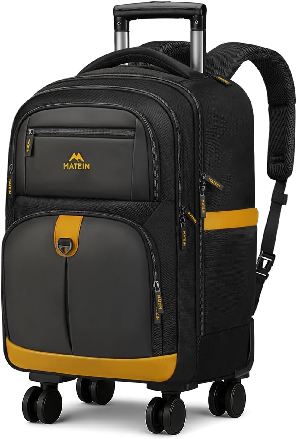 MATEIN Rolling Backpack with 4 Spinner Wheels, Protective Gaming Backpack for Men 17 Inch, Gaming Laptop Bag Set 2pcs Includes Tech Pouch