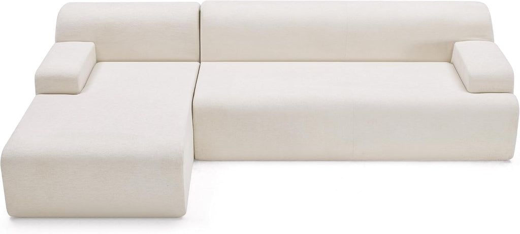 Huatean Home 107' Modular Sectional Sofa, Boneless Couch Sponge Sofa for Living Room, High Density Sponges Cloud Couch,Modular L-Shape Sofa with Chaise, (Beige)