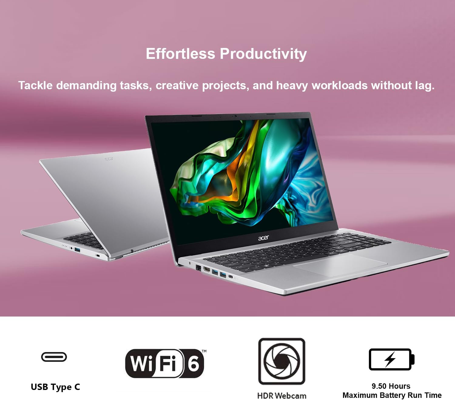 acer Aspire 3 Laptop | 15.6' FHD (1920 x 1080) Display | AMD Radeon | 8-Core AMD Ryzen 7-5700U | 32GB RAM | 1.5TB SSD (1TB PCIe SSD withHP P500 512GB Portable SSD) | Ethernet Port | Windows 11 Pro