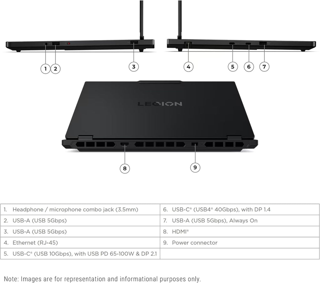 Lenovo Legion 5 Gen 10 Gaming Laptop, AMD Ryzen 7-260, 32 GB DDR5 RAM, 1 TB PCIe SSD, 15.1' WQXGA (2560x1600) Display, Nvidia G-Force RTX 5060, 24-Zone RGB Backlit Keyboard, W11 Home, Eclipse Black