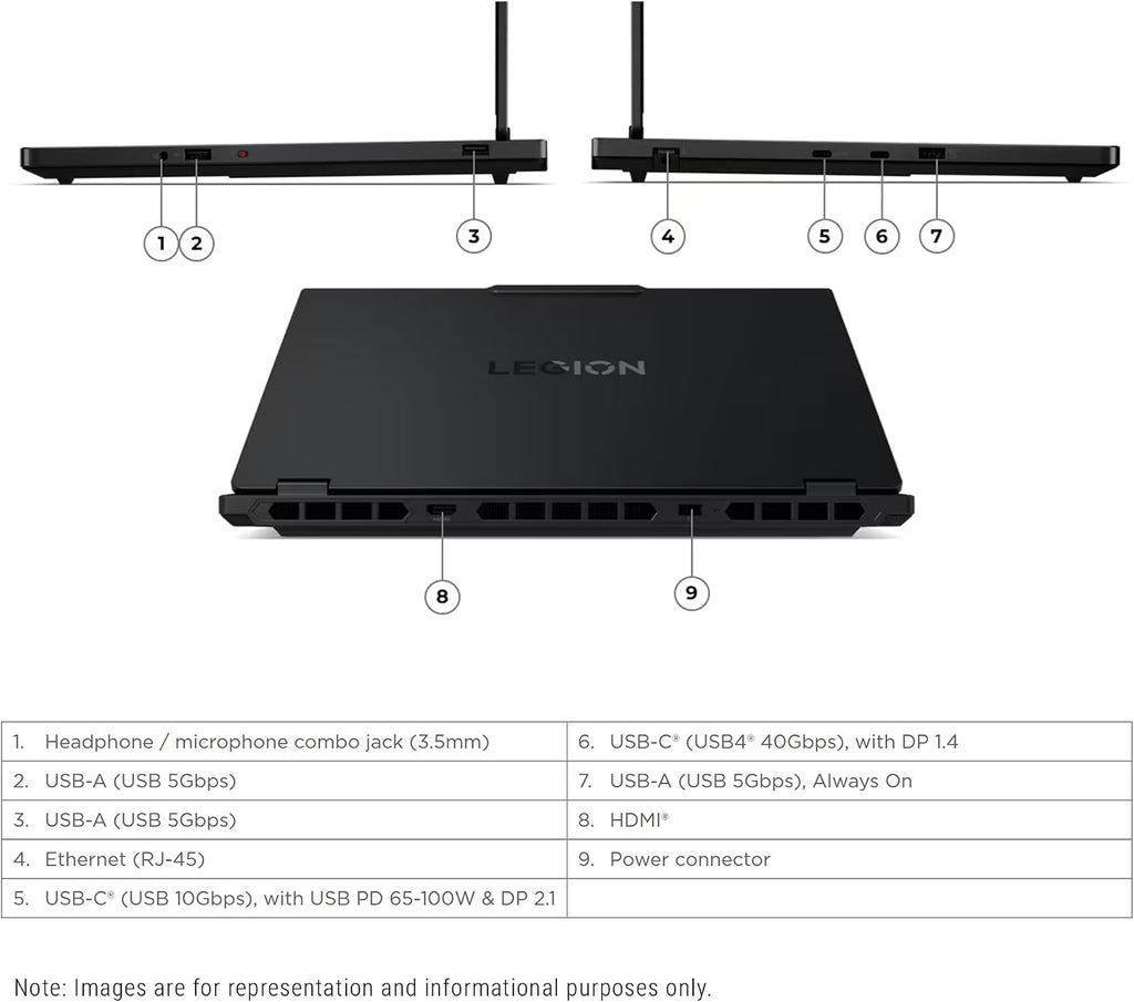 Lenovo Legion 5 Gen 10 Gaming Laptop, AMD Ryzen 7-260, 16 GB DDR5 RAM, 512 GB PCIe SSD, 15.1' WQXGA (2560x1600) Display, Nvidia G-Force RTX 5060, 24-Zone RGB Backlit Keyboard, W11 Home, Eclipse Black