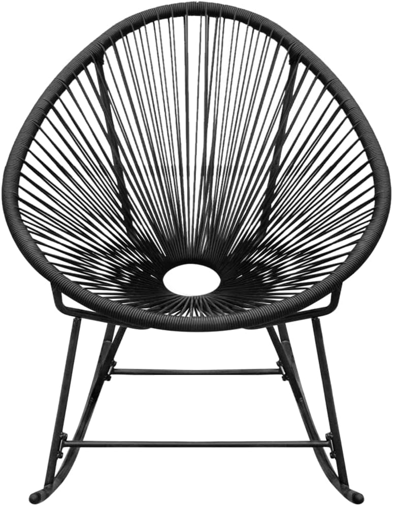 vidaXL Outdoor Rocking Chair Patio Seat Patio Chair Outdoor Seat Garden Backyard Chair Black Resin Woven