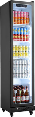 VEVOR Commercial Merchandiser Refrigerator, 8.3 Cu.Ft / 235 L Glass Door Display Refrigerator, Upright Beverage Cooler Fridge with 5 Adjustable Shelves, Soft LED Light & Casters for Homes Shops Bars