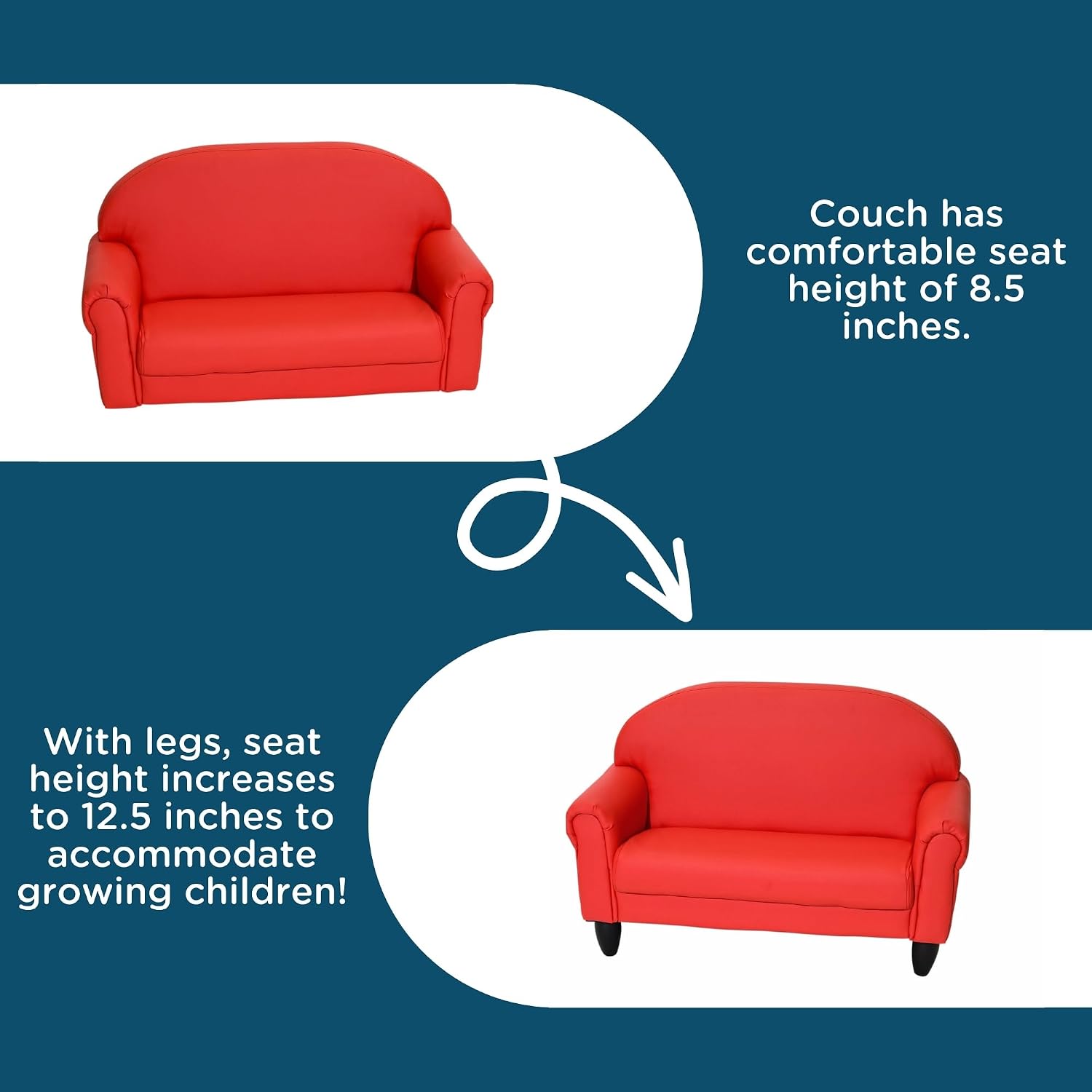 Children's Factory As We Grow Chair and Couch, Flexible Seating for Daycare or Preschool, Kids Reading Couch, Playroom Furniture, Red