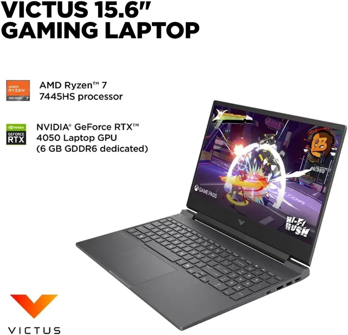 HP Victus Gaming Laptop, 15.6-inch FHD IPS 144Hz, AMD Ryzen 5-8645HS, NVIDIA GeForce RTX 4050, Wi-Fi 6, Backlit KB, Win11 Home, w/Mouse Pad (16GB RAM |1TB PCIe SSD)