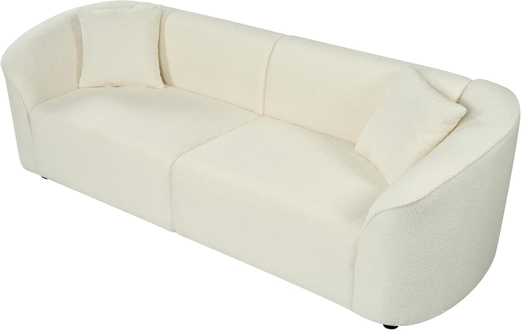 Christopher Knight Home Sabbo 87.50' Boucle Upholstered Couch, Oversized 2 Seater Sofa, Curved Soft Seating Lounge Sofa Chair, Cozy Loveseat with Armrest, Reading Sofa for Living Room Home Rest, Beige