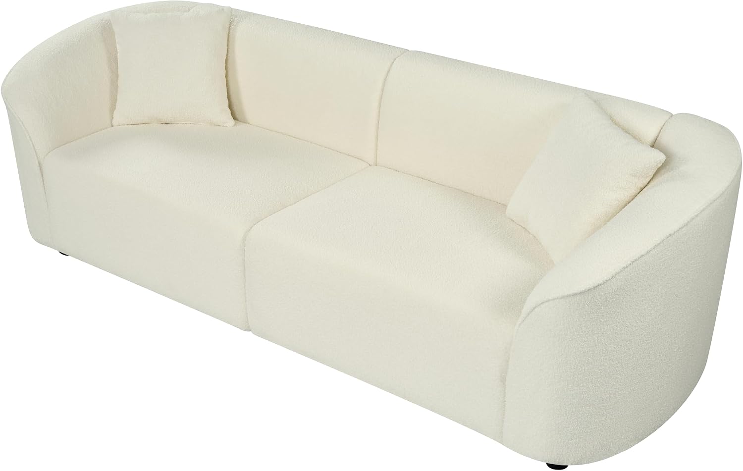 Christopher Knight Home Sabbo 87.50' Boucle Upholstered Couch, Oversized 2 Seater Sofa, Curved Soft Seating Lounge Sofa Chair, Cozy Loveseat with Armrest, Reading Sofa for Living Room Home Rest, Beige