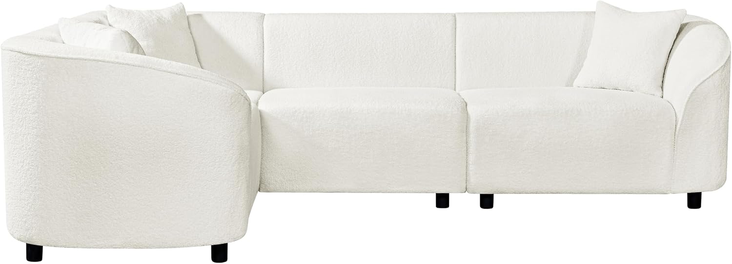 Merax 104' L-Shaped Curved Sofa, Comfy Upholstered Sectional Couch with Extra Deep Seats, Boucle Sofa for Living Room Apartment Office, Beige