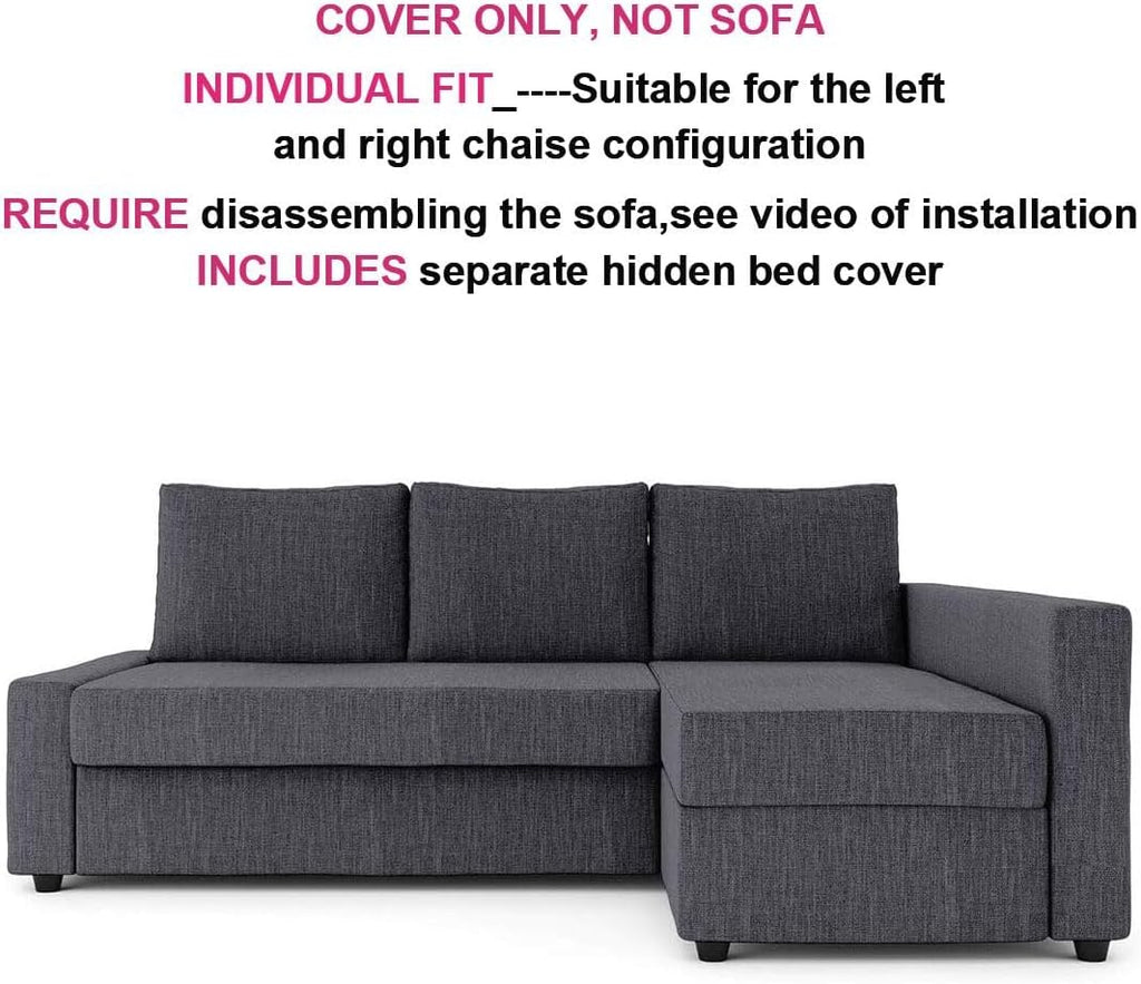 MASTERS OF COVERS Cover Only Snug Fit Friheten Slipcover for The IKEA Friheten with Chaise Corner Cover, Sofa Bed Cover, Sectional Slipcover Replacement (Dark Grey) （Cover Only！Not Sofa！）