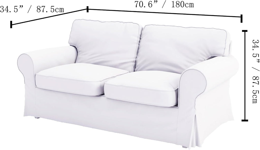 Cotton Ektorp Loveseat Cover Replacement is Made Compatible for IKEA Ektorp Loveseat Sofa Slipcover(White Loveseat)