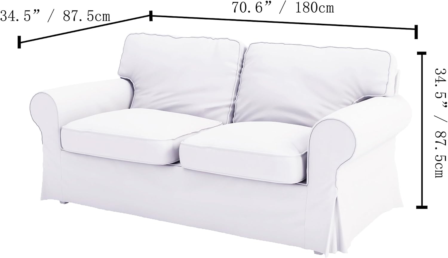 Cotton Ektorp Loveseat Cover Replacement is Made Compatible for IKEA Ektorp Loveseat Sofa Slipcover (Light Gray Loveseat)