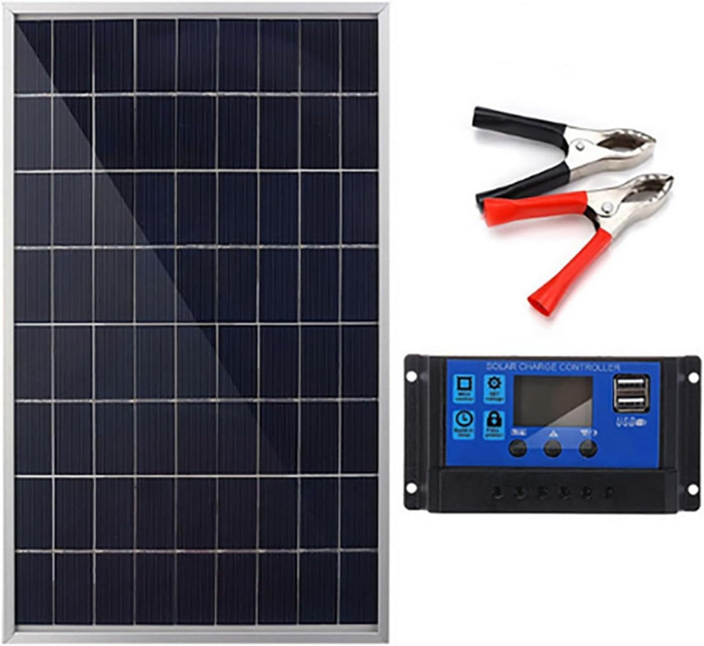 300W Solar Panel Kit, Complete 12V Polycrystalline USB Power Portable Outdoor Rechargeable Solar Cell Solar Generator for Home