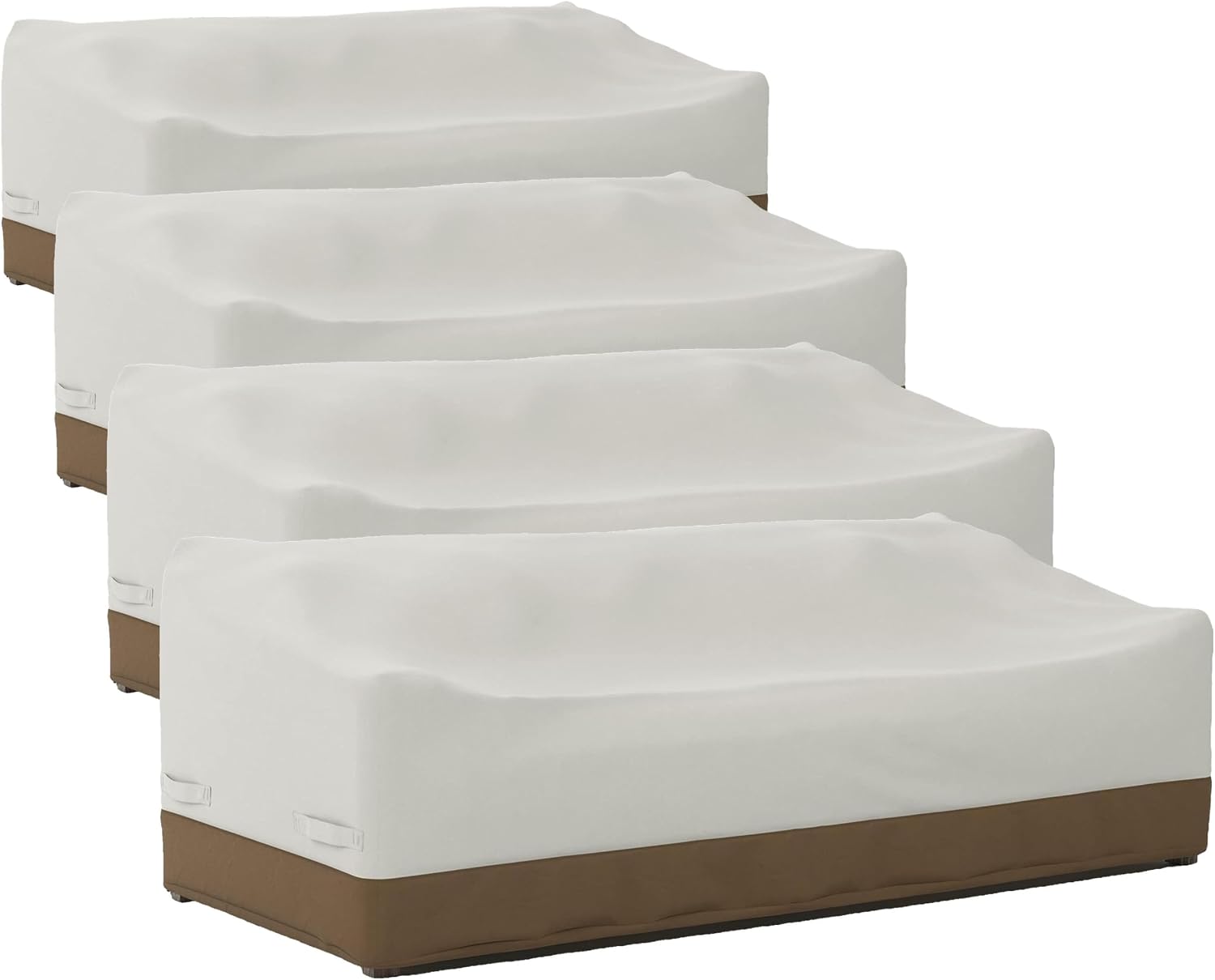 Amazon Basics 3-Seater Outdoor Patio Furniture Couch Sofa Cover Waterproof, Anti-UV, Durable, Beige/Tan (Pack of 4)