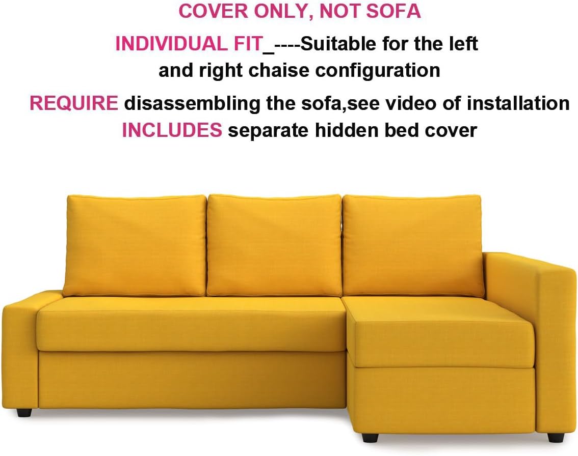 MASTERS OF COVERS Snug Fit Friheten Slipcover for The IKEA Friheten with Chaise Corner Cover, Sofa Bed Cover, Sectional Slipcover Replacement (Yellow)（Cover Only！Not Sofa！）