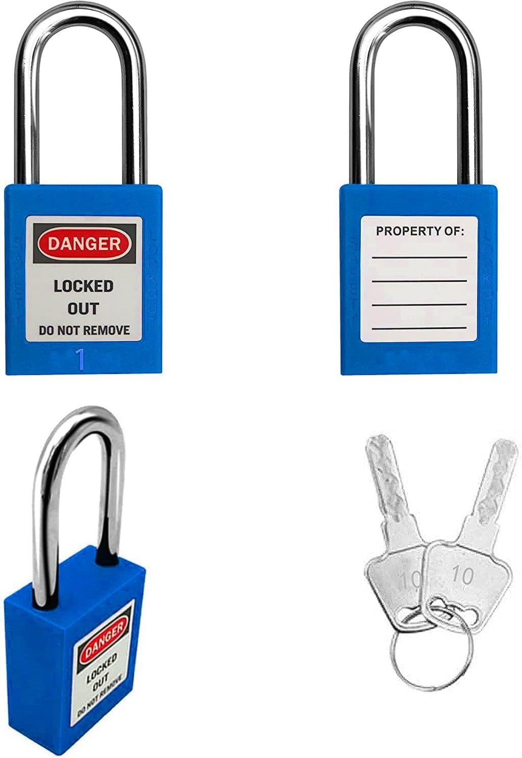 SAFBY 50 Keyed Different Lockout Tagout Locks with 50 Lock Out Tag Out Tags - Loto Safe Padlocks for Lock Out Tag Out Stations and Devices (1-50 Blue)