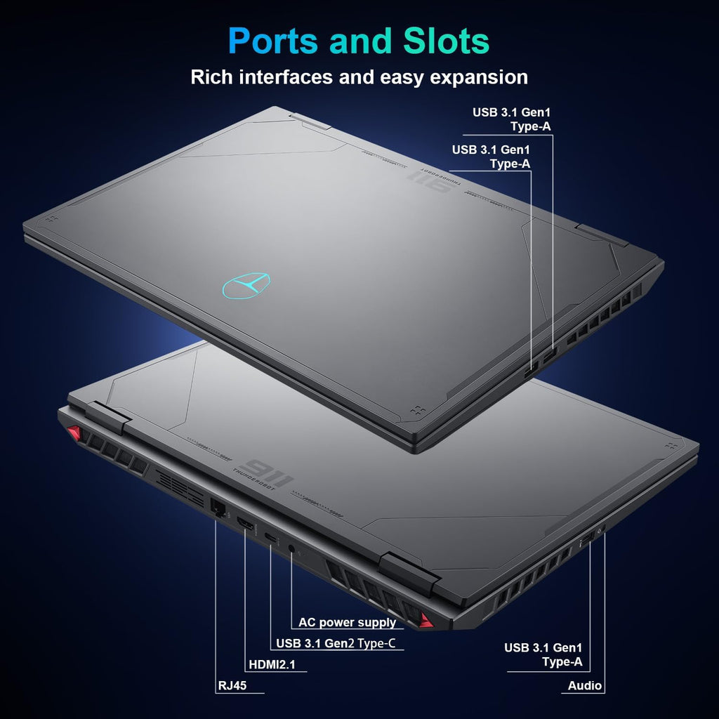 Thunderobot Radiant 16 i9 5080 2.5K Gaming Laptop | 16' QHD+ | up to 300Hz Refresh Rate | Intel Core i9-14900HX | GeForce RTX 5080 | 32GB DDR5 | 1TB SSD | RGB Backlit | Wi-Fi 6 | Win11 Home | Black