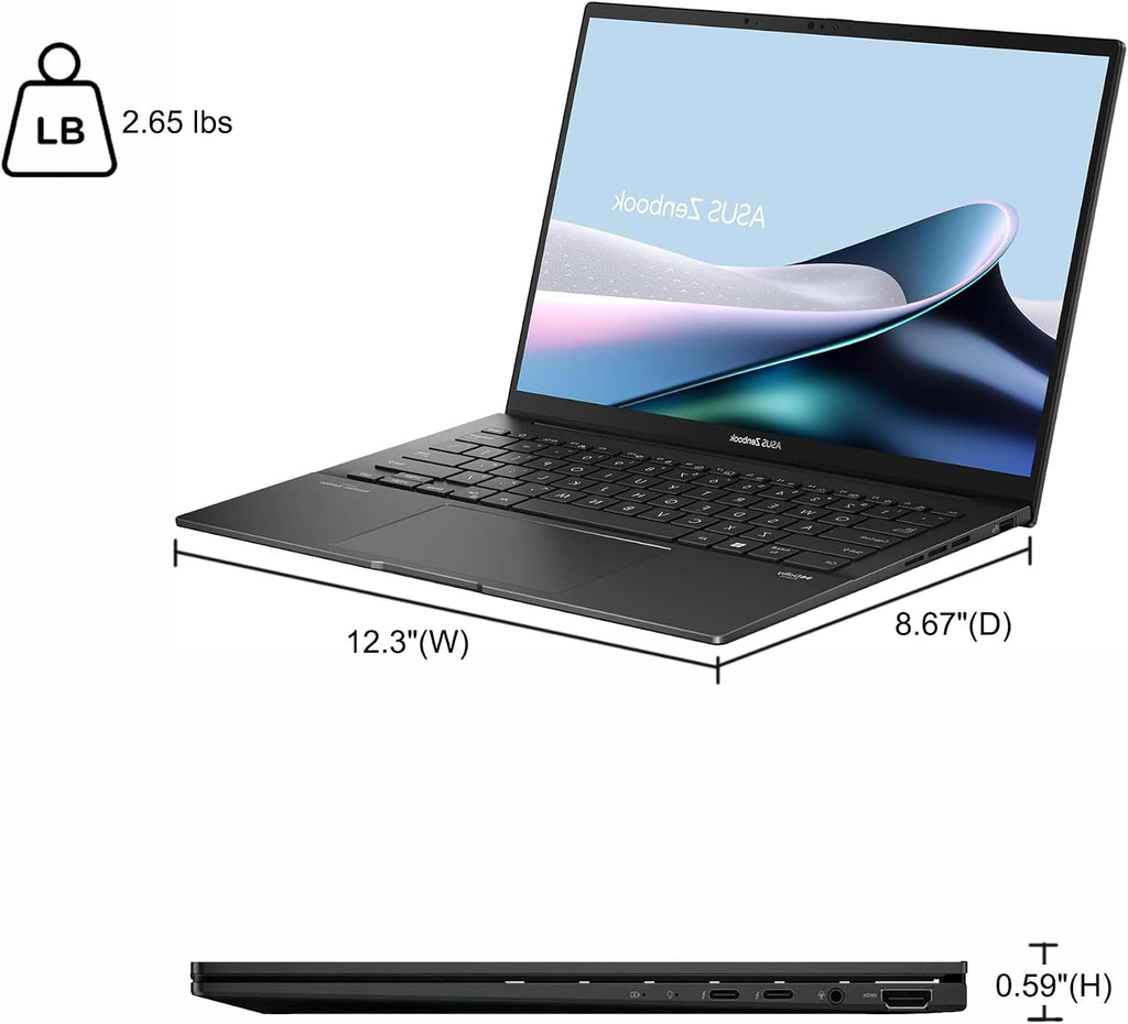 ASUS Zenbook 14 Laptop 14' WUXGA OLED Touch (100% DCI-P3, 500nits HDR) Intel 16-core Ultra 9 285H (GPU Up to 77 Tops) 32GB DDR5 1TB SSD for Designer Business Professional Win11 ICP Hub