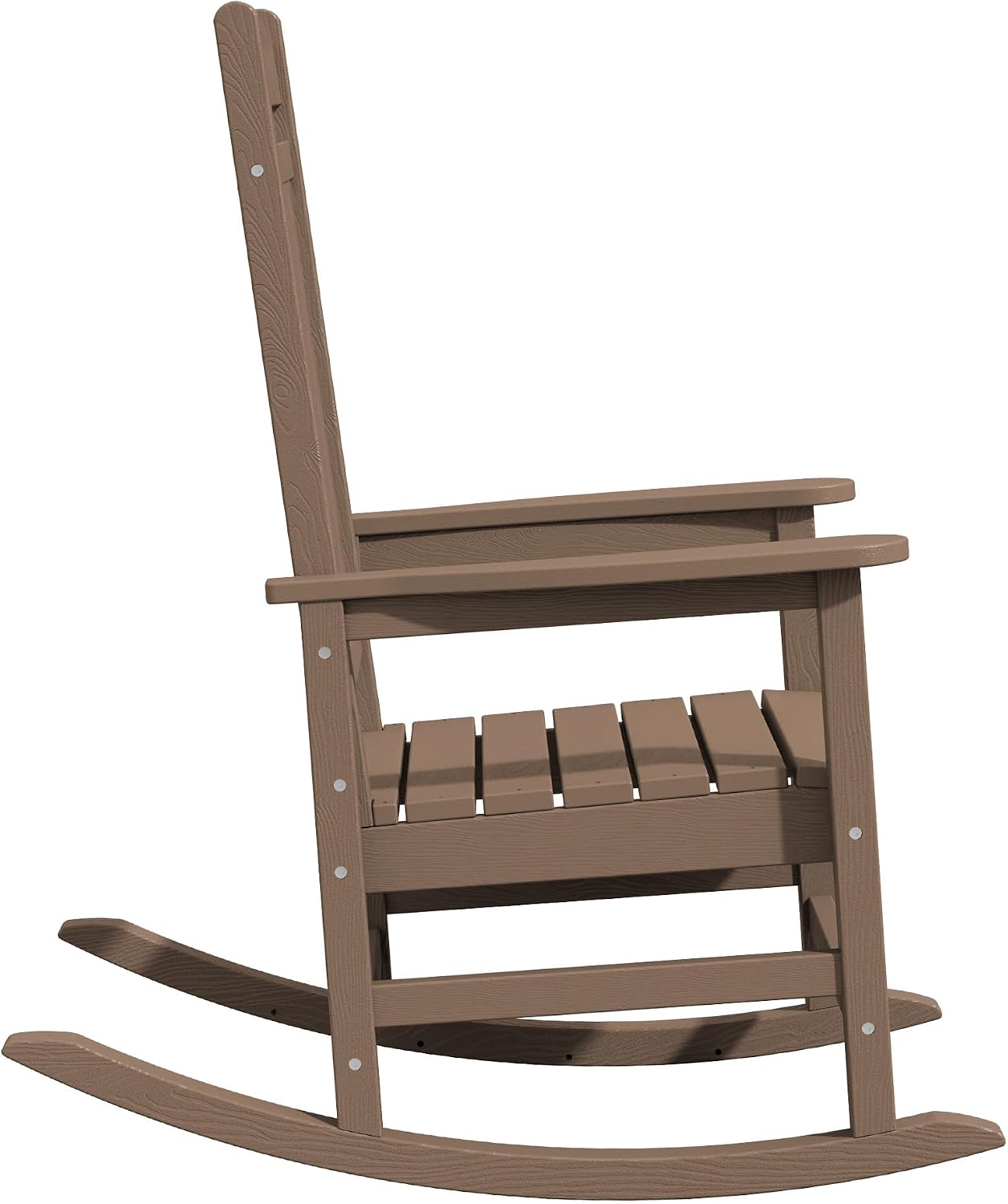 KINGYES Oversized HDPE Rocking Chairs Outdoor, Patio Rocking Chairs with 350lbs Support, Smooth Porch Rocker for Deck Lawn Yard, Brown