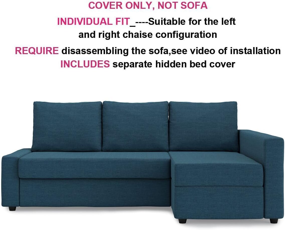 MASTERS OF COVERS Snug Fit Friheten Slipcover for The IKEA Friheten with Chaise Corner Cover, Sofa Bed Cover, Sectional Slipcover Replacement (Navy Blue)（Cover Only！Not Sofa！）