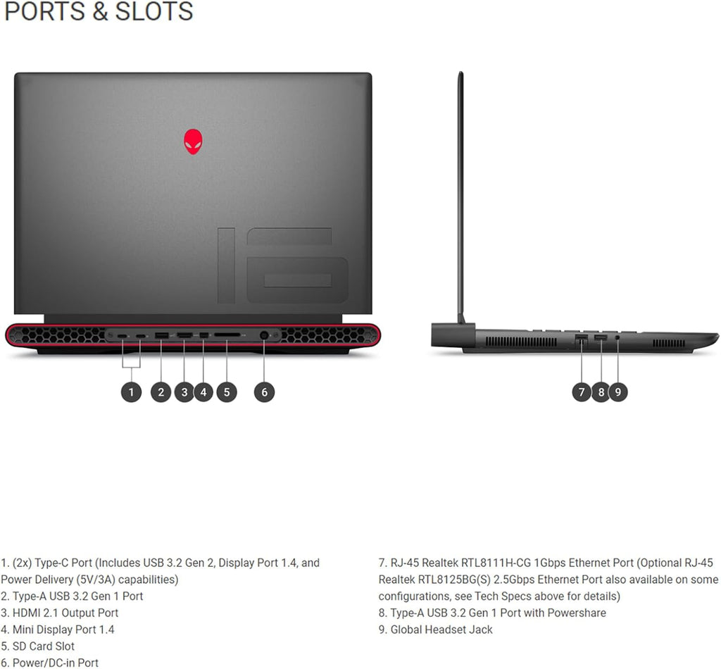 Alienware M16 Gaming Laptop Computer - 16' QHD+ 240Hz Display, AMD Ryzen 9 7845HX, NVIDIA RTX 4080, 32GB DDR5, 1TB SSD, Wi-Fi 6, Backlit Keyboard, Windows 11 Pro & Microsoft Office Lifetime License