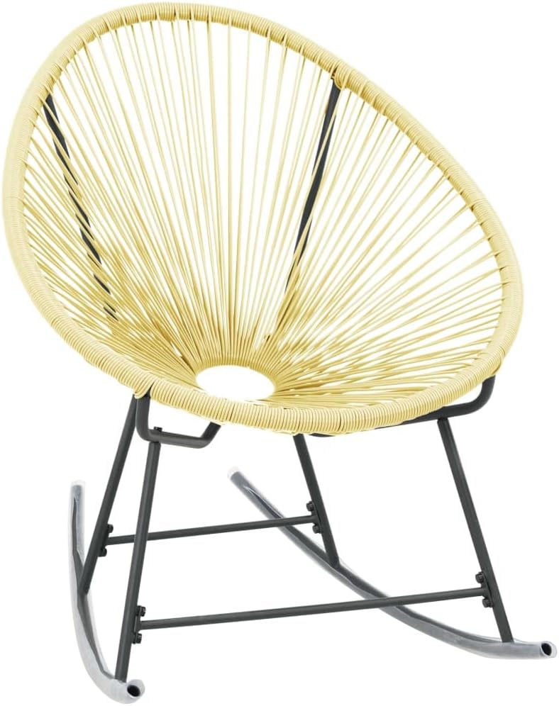 vidaXL Acapulco Chair Beige Poly Rattan, Powder-Coated Steel Standard