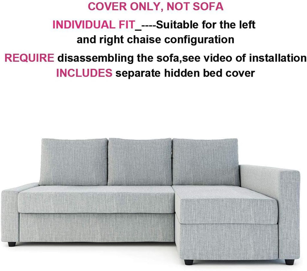 MASTERS OF COVERS Snug Fit Friheten Slipcover for The IKEA Friheten with Chaise Corner Cover, Sofa Bed Cover, Sectional Slipcover Replacement (Light Grey)（Cover Only！Not Sofa！）