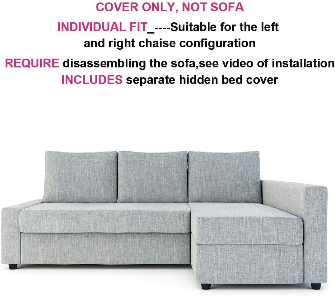 MASTERS OF COVERS Snug Fit Friheten Slipcover for The IKEA Friheten with Chaise Corner Cover, Sofa Bed Cover, Sectional Slipcover Replacement (Light Grey)（Cover Only！Not Sofa！）