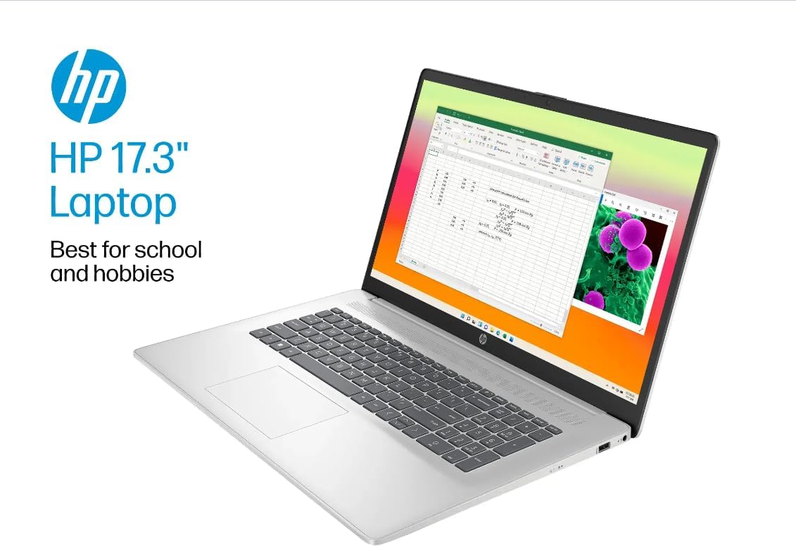 HP 17 Laptop (17.3' FHD Anti-glare, AMD 6-Core Ryzen 5 5500U, 16GB RAM, 512GB SSD, Narrow Bezel) Home & Business, Long Battery Life, Webcam, Wi-Fi, Numpad, Fast Charge, IST Hub, Win 11 Pro, Silver