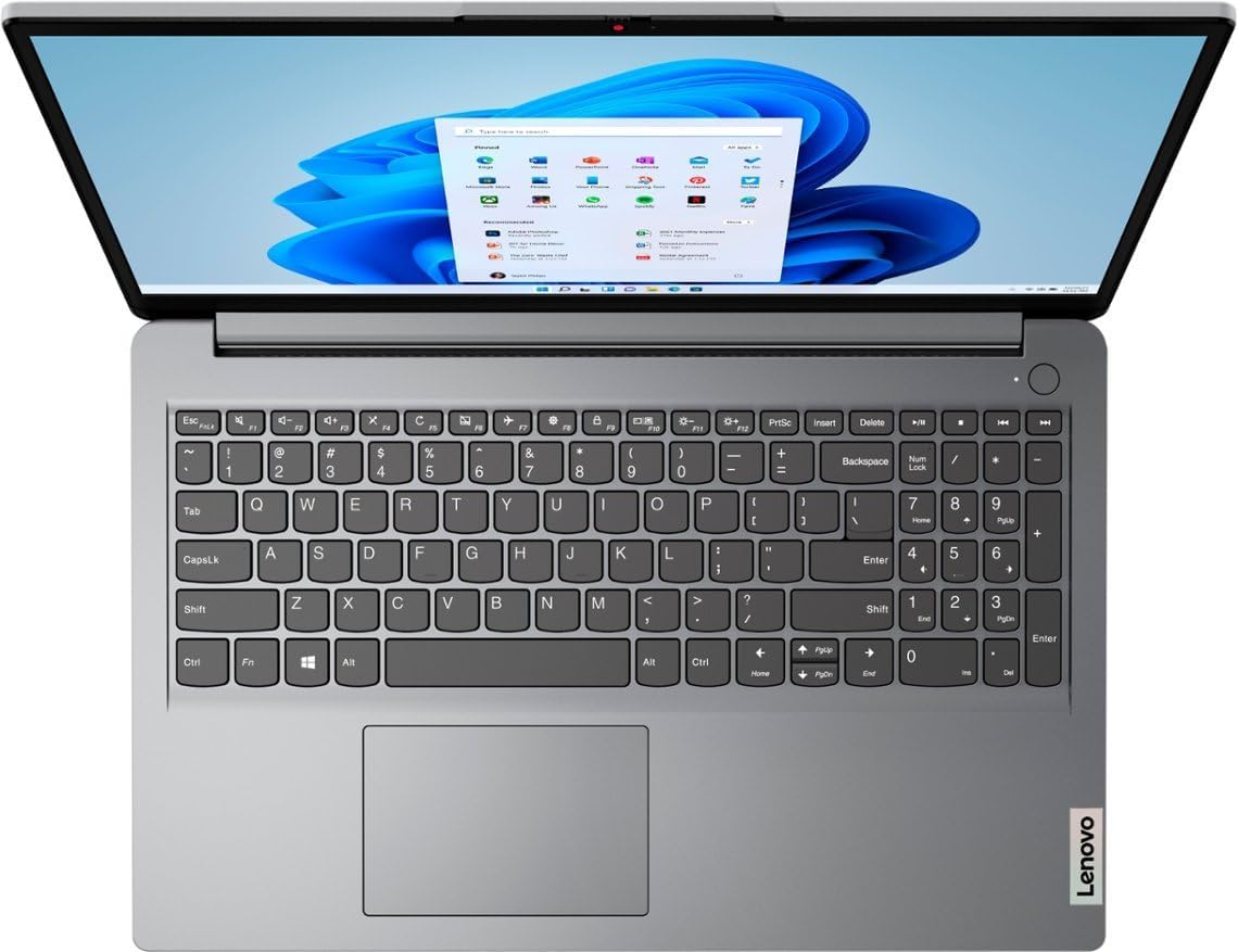 Lenovo Ideapad 1 15.6' HD Laptop | AMD Athlon Silver 7120U Processor | 4GB RAM DDR5 | 128GB SSD | AMD Radeon Graphics | Windows 11 Home | Grey | Bundle with 64GB USB Flash Drive