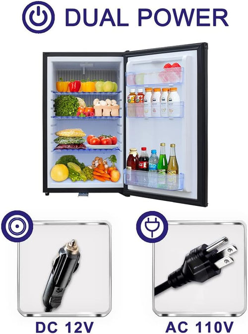 1.7 Cu.Ft Compact Refrigerator, 120V/12V Mini Fridge with Lock & Key, Reversible Door, Quiet Absorption Refrigerator for Truck, RV, Camper, Dorm & Office