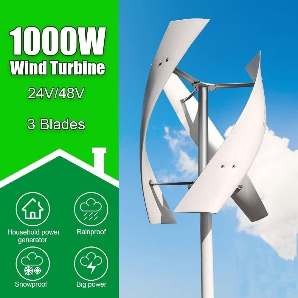 Free Energy Generator 1000W Vertical Wind Turbine Generator 3 Blades Wind Power Generator with Controller for Home Factory Use