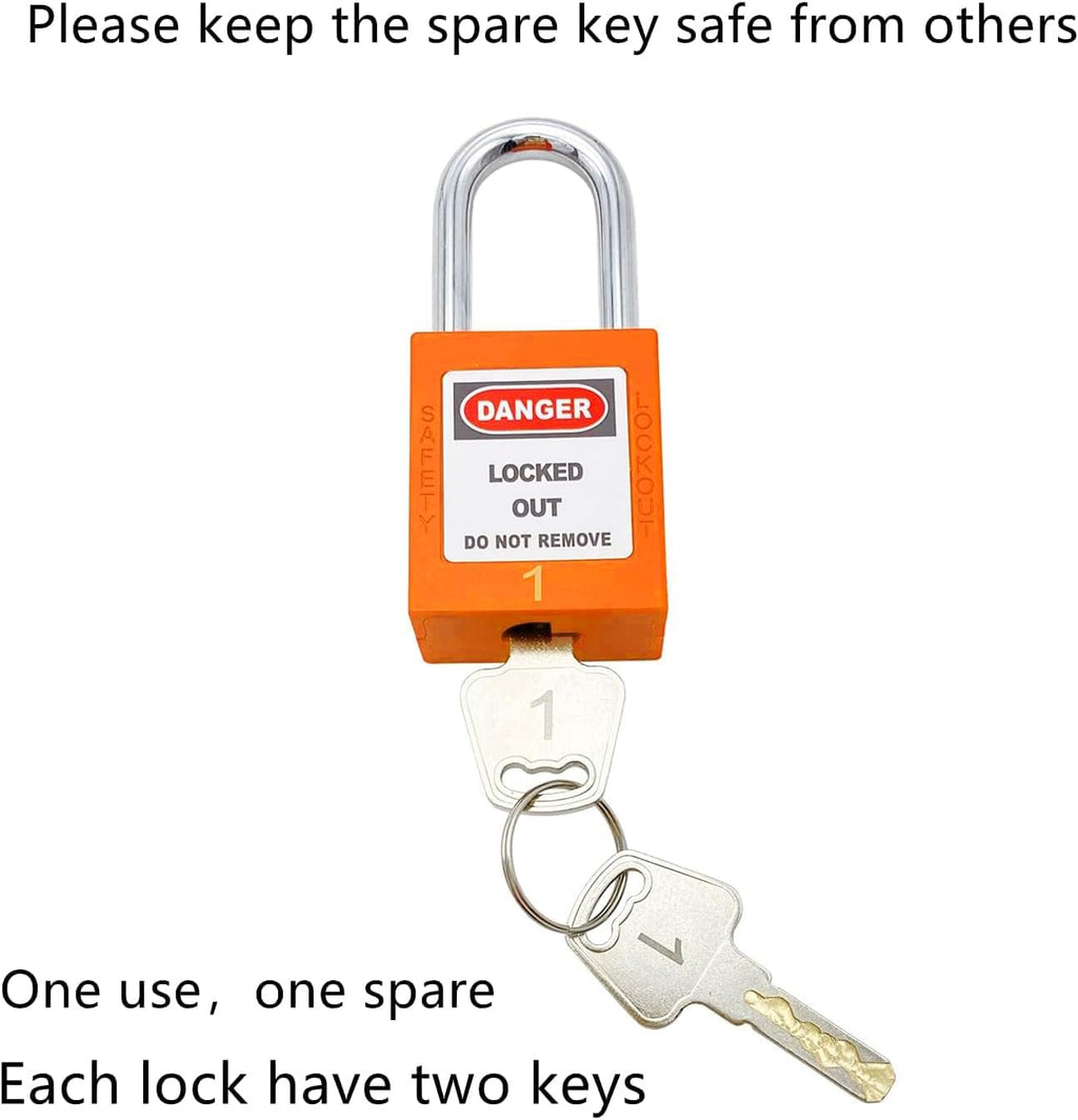SAFBY 50 Keyed Different Lockout Tagout Locks with 50 Lock Out Tag Out Tags - Loto Safe Padlocks for Lock Out Tag Out Stations and Devices (1-50 Orange), SB30LC
