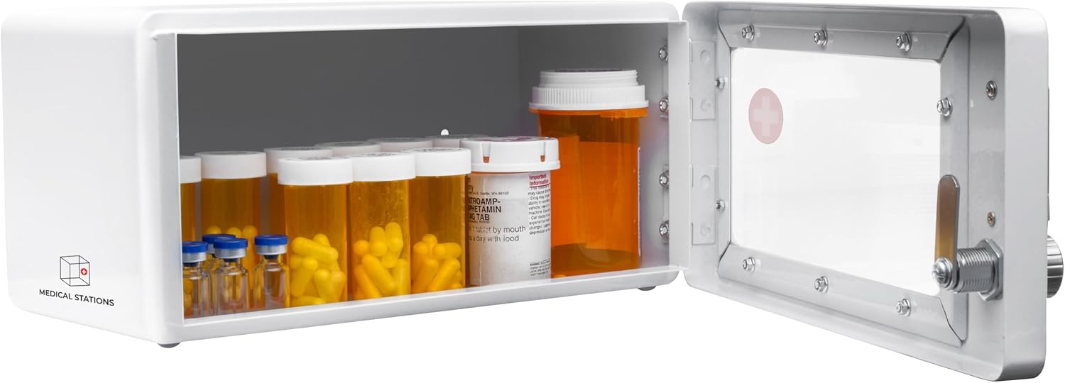 Medication Lock Box with Digital Keypad – Secure Storage Cabinet for Prescription Drugs, Insulin, Narcotics – Wall Mount or Refrigerator Safe – Touch Code Lock