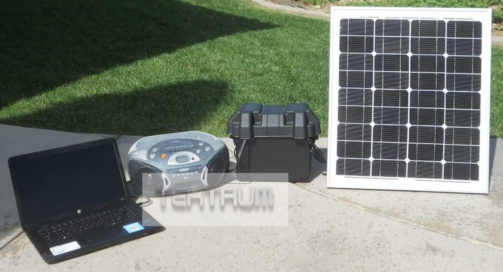 Tektrum Rugged Portable 500w/1000w Power Source Station, Silent Gas Free Generator, 312Wh/26Ah Battery, 12V/AC/USB Outputs, Charge Solar/Wall/Car -for Emergency- Plug-N-Play (30w Solar Panel)