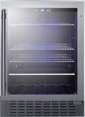 Summit Appliance SCR2466BCSS 24' Wide Built-In Beverage Cooler; 4.2 cu.ft. Capacity; Seamless Stainless Steel Trimmed Glass Door; Auto Defrost; Front Lock and Stainless Steel Cabinet