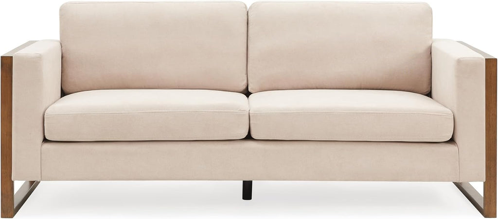 Christopher Knight Home Bricez 79' Sofa Couch, Cozy Upholstered 3-Seater Sofa, Oversized Loveseat, Comfy Fabric Couches for Living Room and Office, Modern Couch and Sofa, Wooden Frame, Taupe Beige