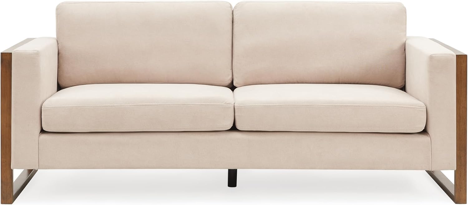 Christopher Knight Home Bricez 79' Sofa Couch, Cozy Upholstered 3-Seater Sofa, Oversized Loveseat, Comfy Fabric Couches for Living Room and Office, Modern Couch and Sofa, Wooden Frame, Taupe Beige