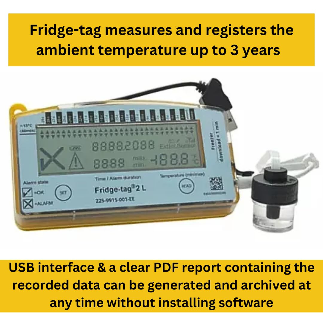 Fridge-tag 2 L (Freezer Version), Temperature Data Logger, Monitor with Sensor and Alarm