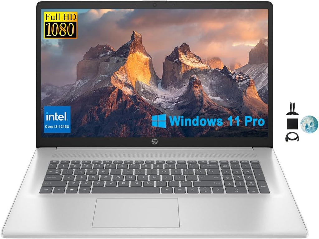 HP 17.3' FHD Business Laptop 2024, 32GB RAM, 1TB SSD, 12th Gen Intel Core i3-1215U (6-Core, Beat i5-1135G7), Wi-Fi, Long Battery Life, Webcam, Numpad, Windows 11 Pro, KyyWee Accessories