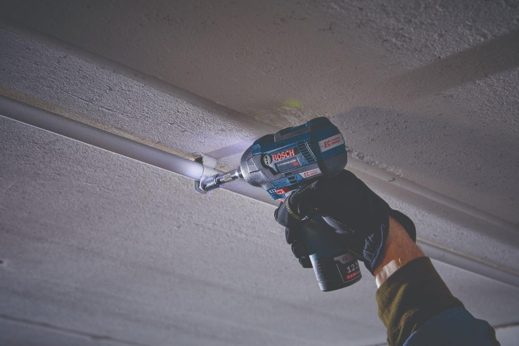 Bosch PS82-02 12V Max EC Brushless 3/8 In. Impact Wrench Kit - Compact, Lightweight, 85 Ft.-Lbs. Max Torque, Two Speed Settings, LED Light Ring, Includes Batteries, Charger, Belt Clip, Carrying Bag